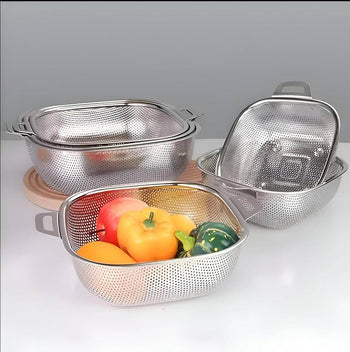 Stainless Steel Heavy Rice & Stain Colanders – Durable Kitchen Strainer - Clarify.pk