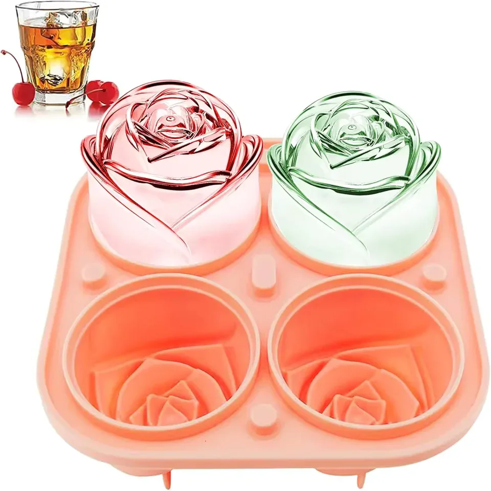 3D Rose Ice Cube Molds for Ice Cream & More