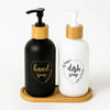 Luxury Bathroom Soap Dispenser Set with Bamboo Tray - Clarify.pk