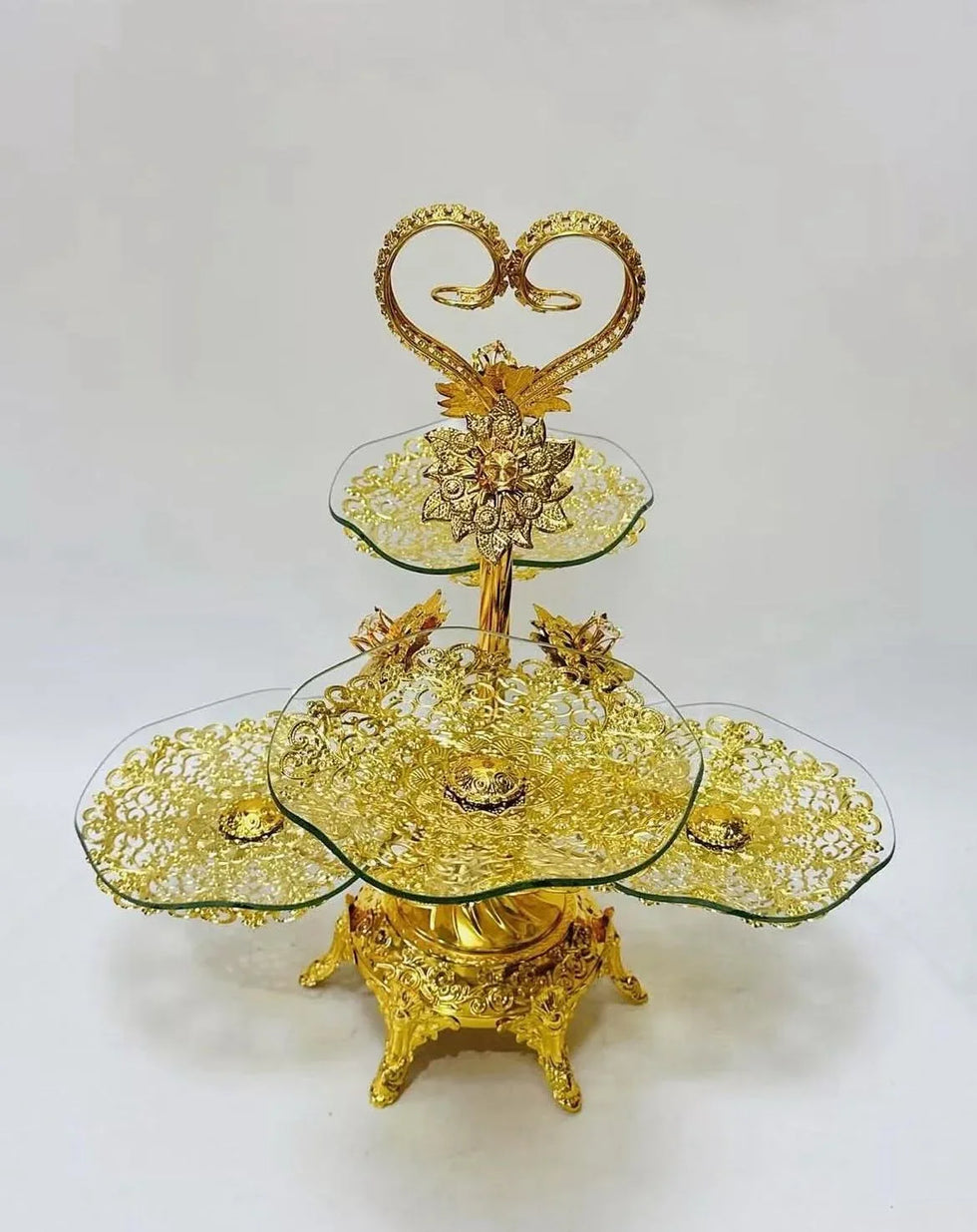 4 Layer Golden Tray – Luxury Serving & Decoration Stand