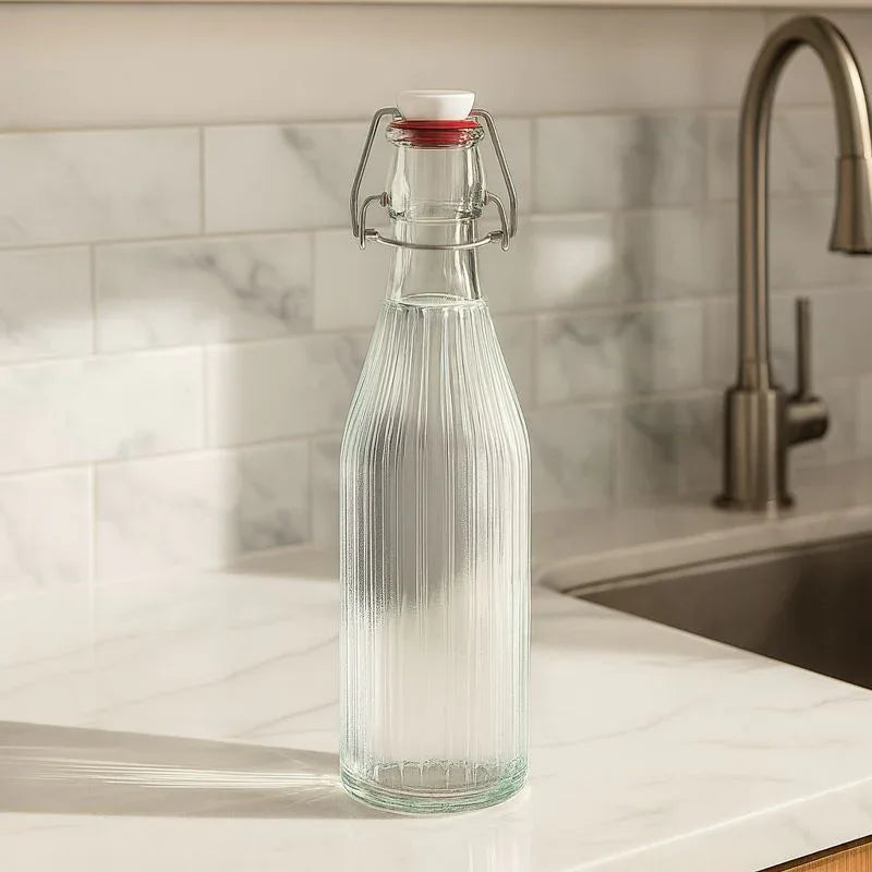 1000ml Clip Glass Bottle – Airtight Storage Bottle - Clarify.pk