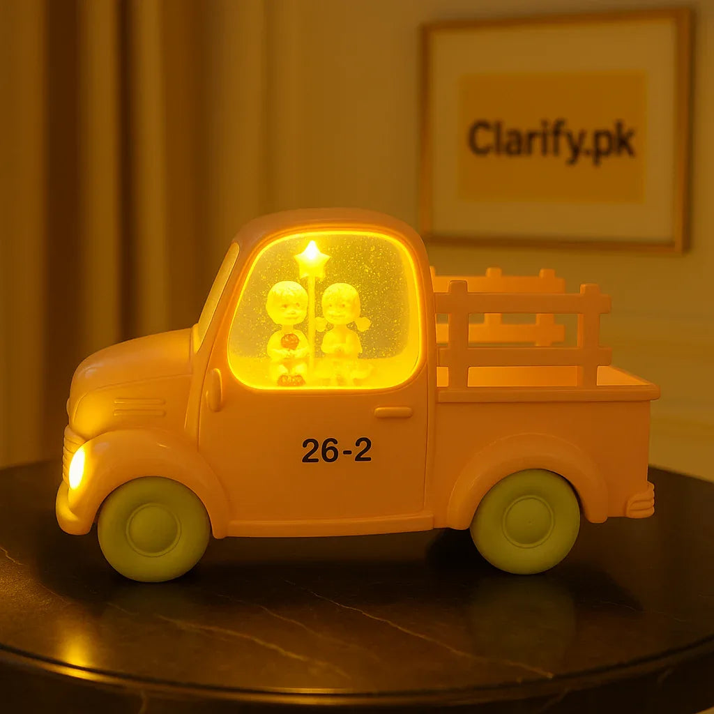 LED Couple Musical Truck Decoration – Romantic Light & Music Home Showpiece - Clarify.pk