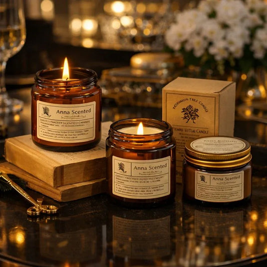 Amber Glass Scented Candle – Handmade Smokeless Vintage Décor - Clarify.pk