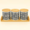 Premium 3-Piece Ceramic Jar Set with Bamboo Tray & Lids MJ