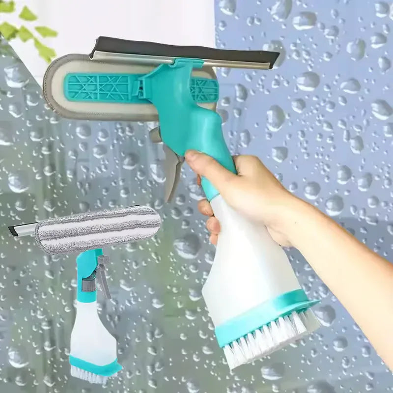 4-in-1 Window Glass Cleaner Tool with Spray Bottle - Clarify.pk