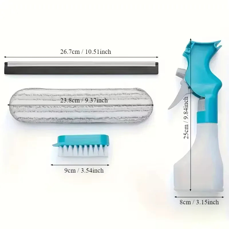 4-in-1 Window Glass Cleaner Tool with Spray Bottle - Clarify.pk