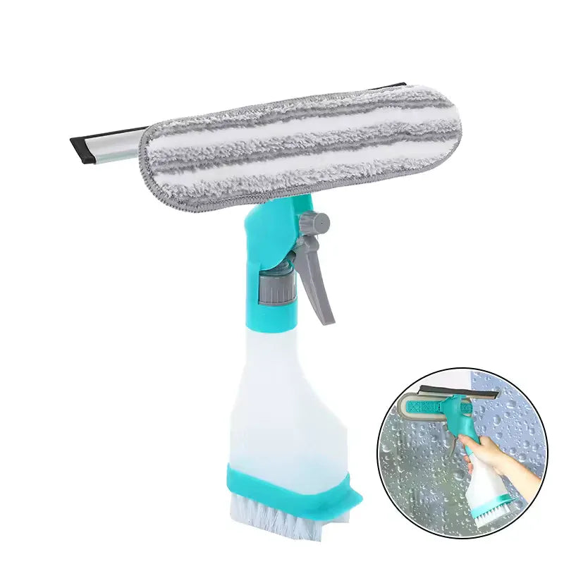 4-in-1 Window Glass Cleaner Tool with Spray Bottle - Clarify.pk