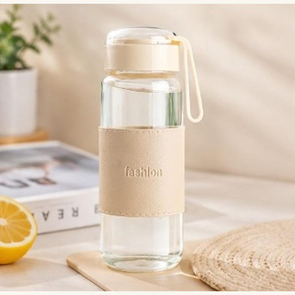 400ml Glass Bottle Cup with Protective Sleeve (Random Color)