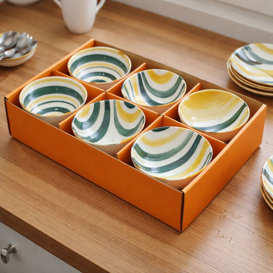 Premium 6 Pcs Ceramic Dessert Bowl Set with Gift Box - Trenducts.pk