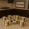 Golden 6pcs Cup & Saucer Set – Luxury Tea & Coffee Set