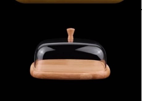 Premium Oval Bamboo Cheese & Butter Board - Elegant Tableware with Acrylic Dome (Small)
