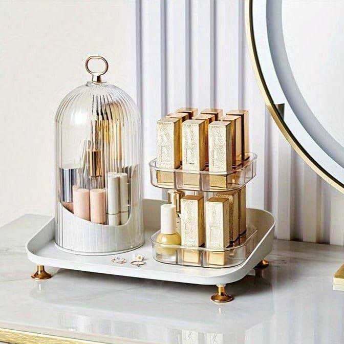 360° Rotating Makeup Brush Organizer and Lipstick Storage Box for Efficient Makeup Storage - Clarify.pk