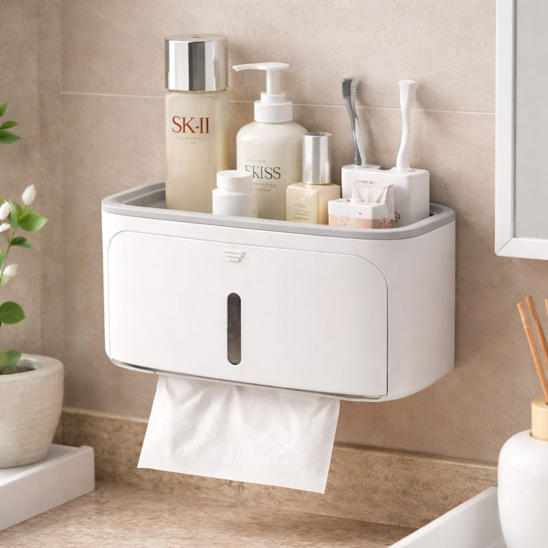Wall Mounted Tissue Holder with Storage Shelf - Trenducts.pk