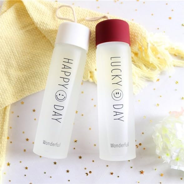 380ml Glass Water Bottle - BPA-Free Leakproof Flask