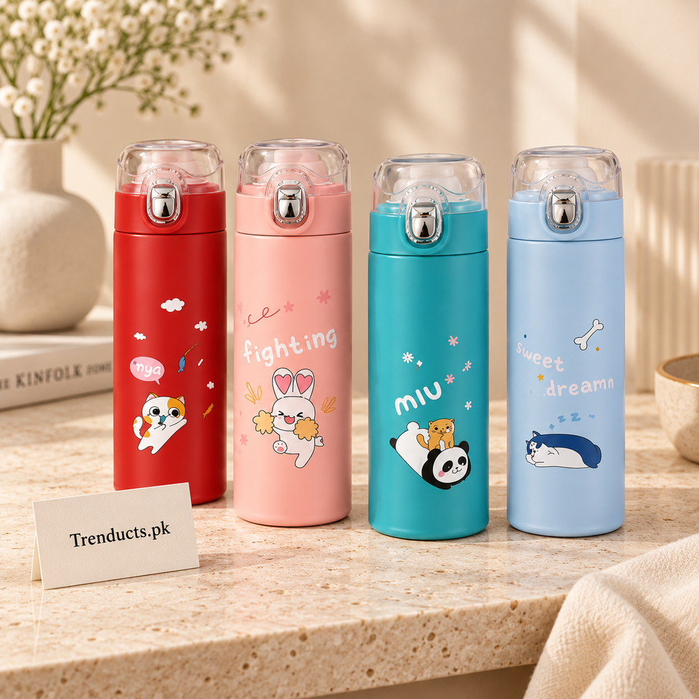 420ml Printed Stainless Steel Vacuum Water Bottle (Random Color)