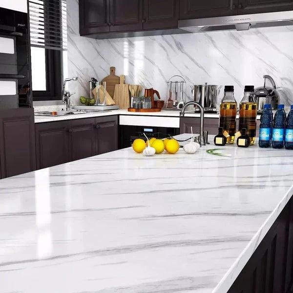 Self-Adhesive Marble-Style Wallpaper Stickers for Kitchen Cabinets and Furniture Decor - Clarify.pk