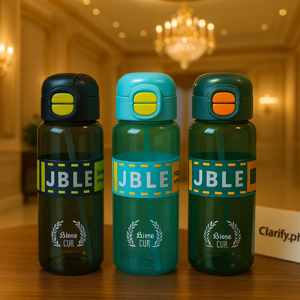 800ml Sports Water Bottle – Flip-Lock Lid & Straw (Random Color) - Clarify.pk