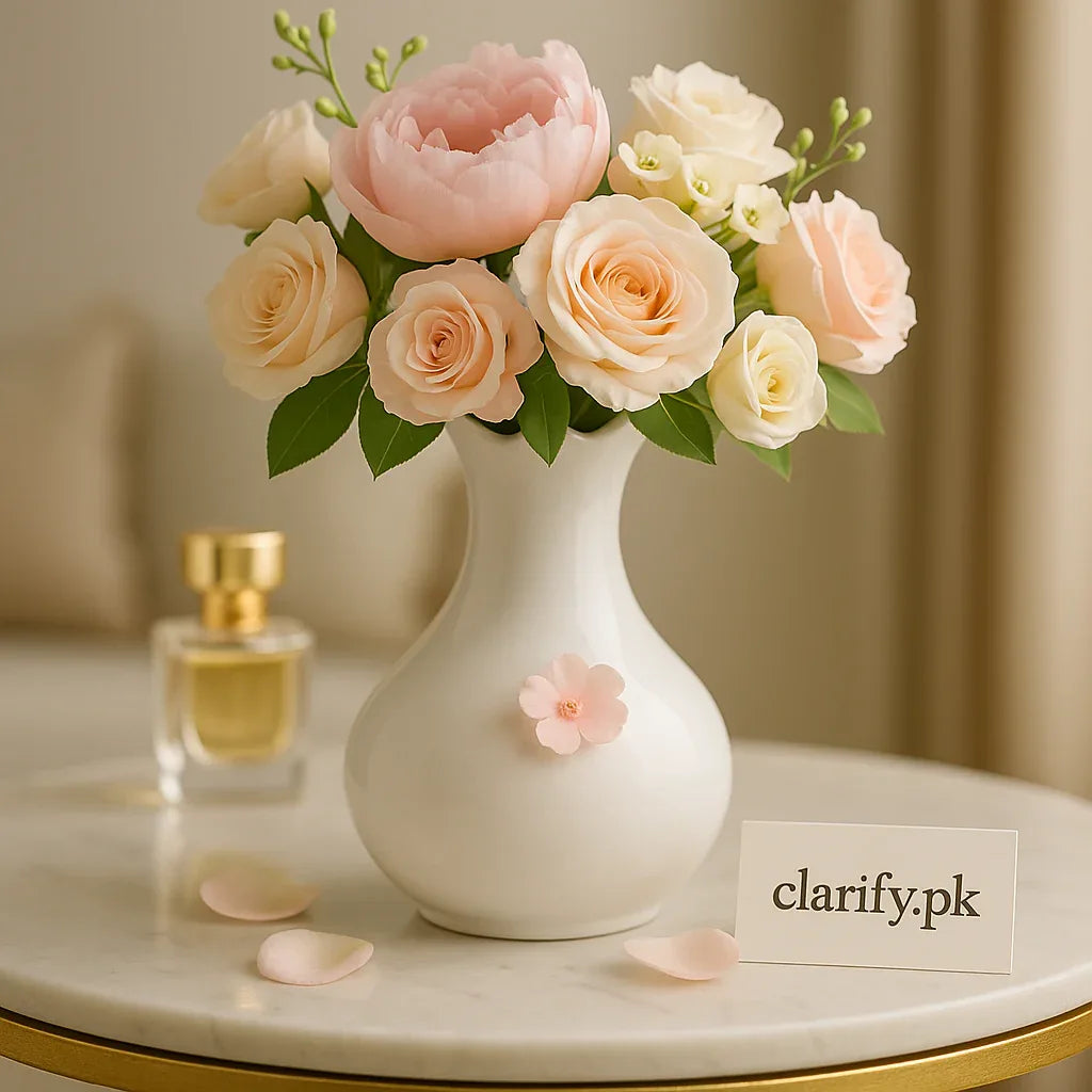 White Luxury Flower Vase – Elegant Modern Home Décor - Clarify.pk