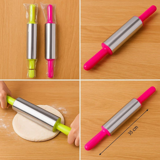 Mini Stainless Steel Rolling Pin – Heavy Duty Non-Stick Dough Roller