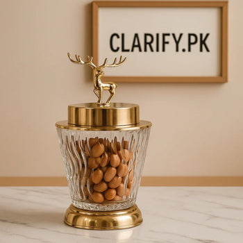 Luxury Deer Glass Candy Jar – Elegant Decorative Storage Container - Clarify.pk