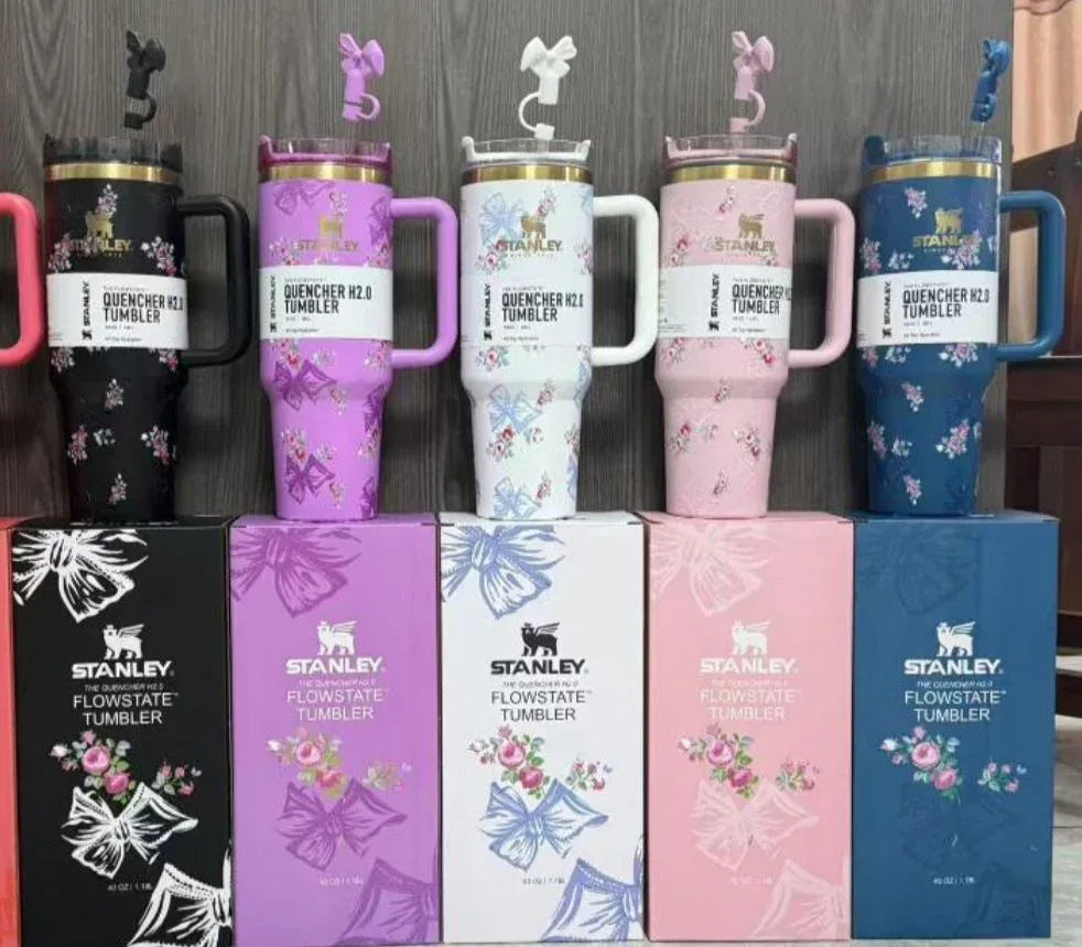 Stanley 40Oz Floral Tumbler with Stoppers – Printed (Premium Quality) - Clarify.pk