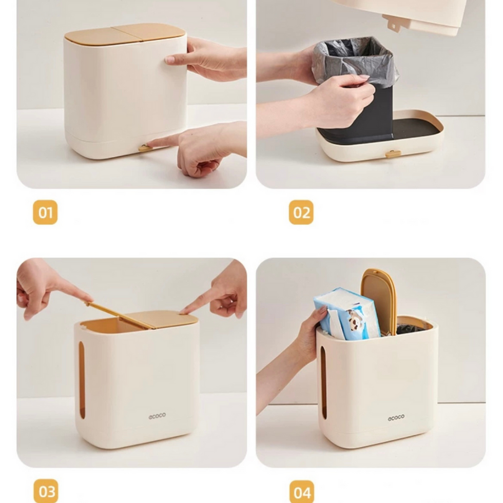 Ecoco Integrated Tissue & Trash Bin – Modern Desktop Utility