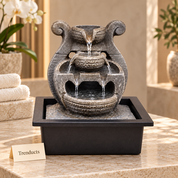 Greek Amphora Urn Tabletop Fountain – Antique Stone Cascade Indoor Water Feature