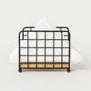 Modern Metallic & Oak Tissue Holder – Geometric Napkin Organizer MJ