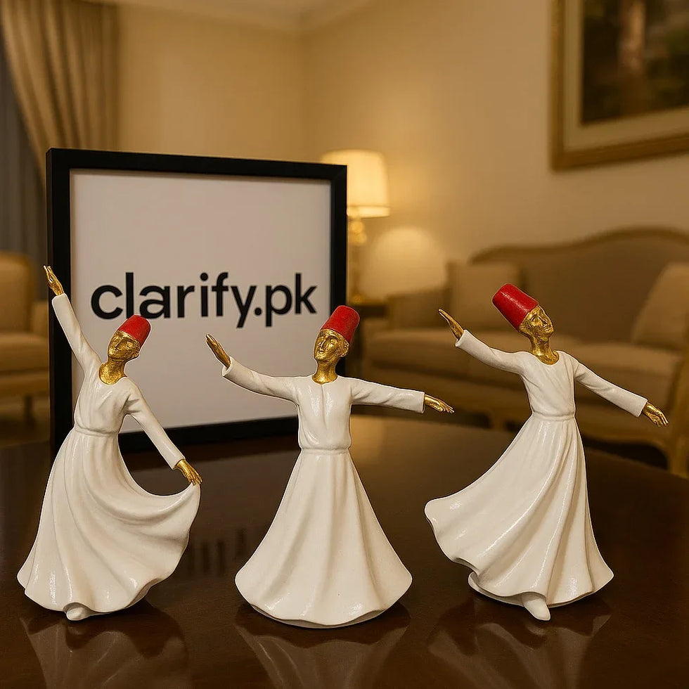 Modern White Sufi Dervish Dancing Figurines – Set of 3 Décor - Clarify.pk