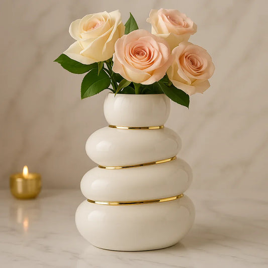 Ceramic Flower Vase – Modern Decorative Home Accent - Clarify.pk