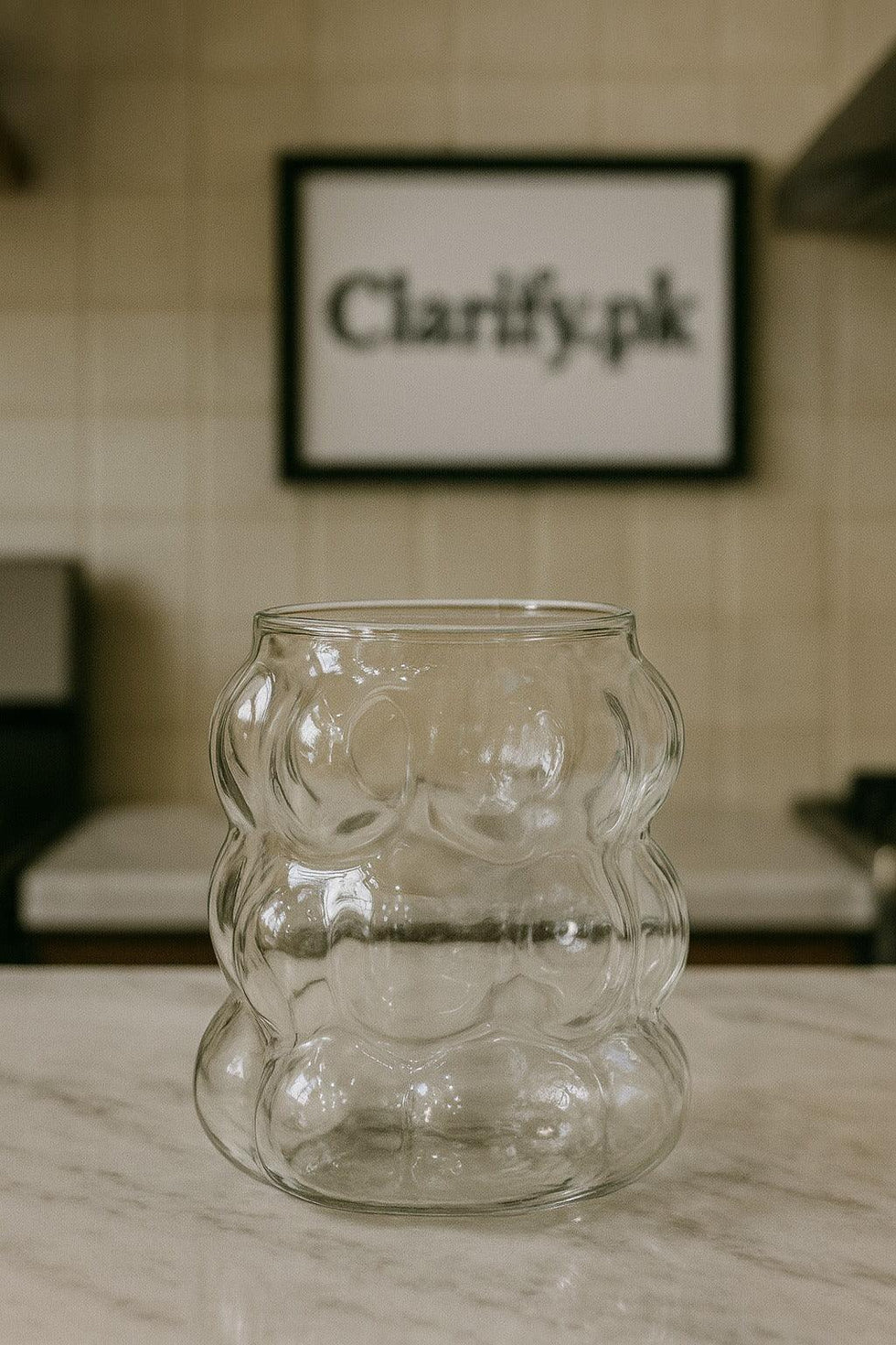 Bubble Glass Cup - Modern Textured Drinking Glass - Clarify.pk