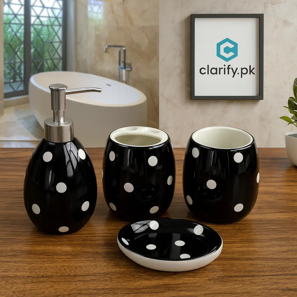 4Pcs Luxury Bath Set – Elegant Bathroom Accessories - Clarify.pk