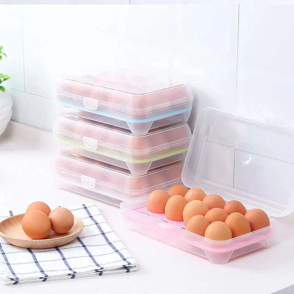 Transparent 15 Grid Egg Storage Box for Fridge Organization and Freshness Preservation - Clarify.pk