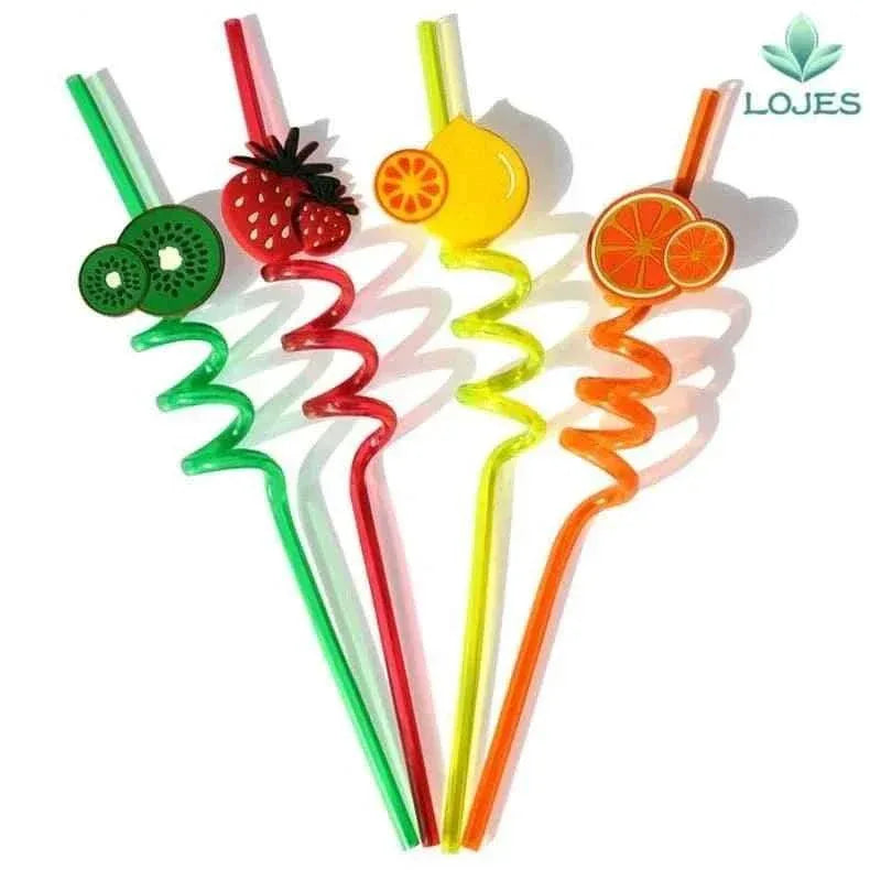 Fruity Straws Pack - 4 Colorful Straws for Fun Drinks