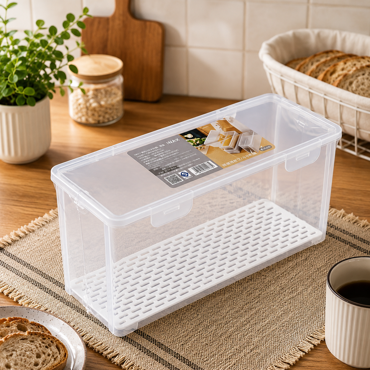 Bread Storage Box - Airtight Snap-Lock Bread Container