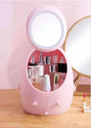 Oval Mirror Cosmetic Organizer with LED Lighted Storage and Makeup Mirror - Clarify.pk