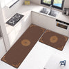 Abstract Gold-Arc Napa Leather Anti-Slip Runner Set (2 Pcs) MAT