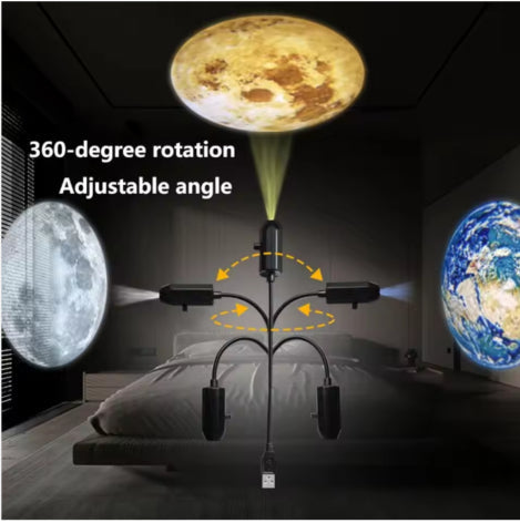 USB Planet Projection Lamp | 10-Lens Starry Sky Night Light & Ceiling Atmosphere Projector