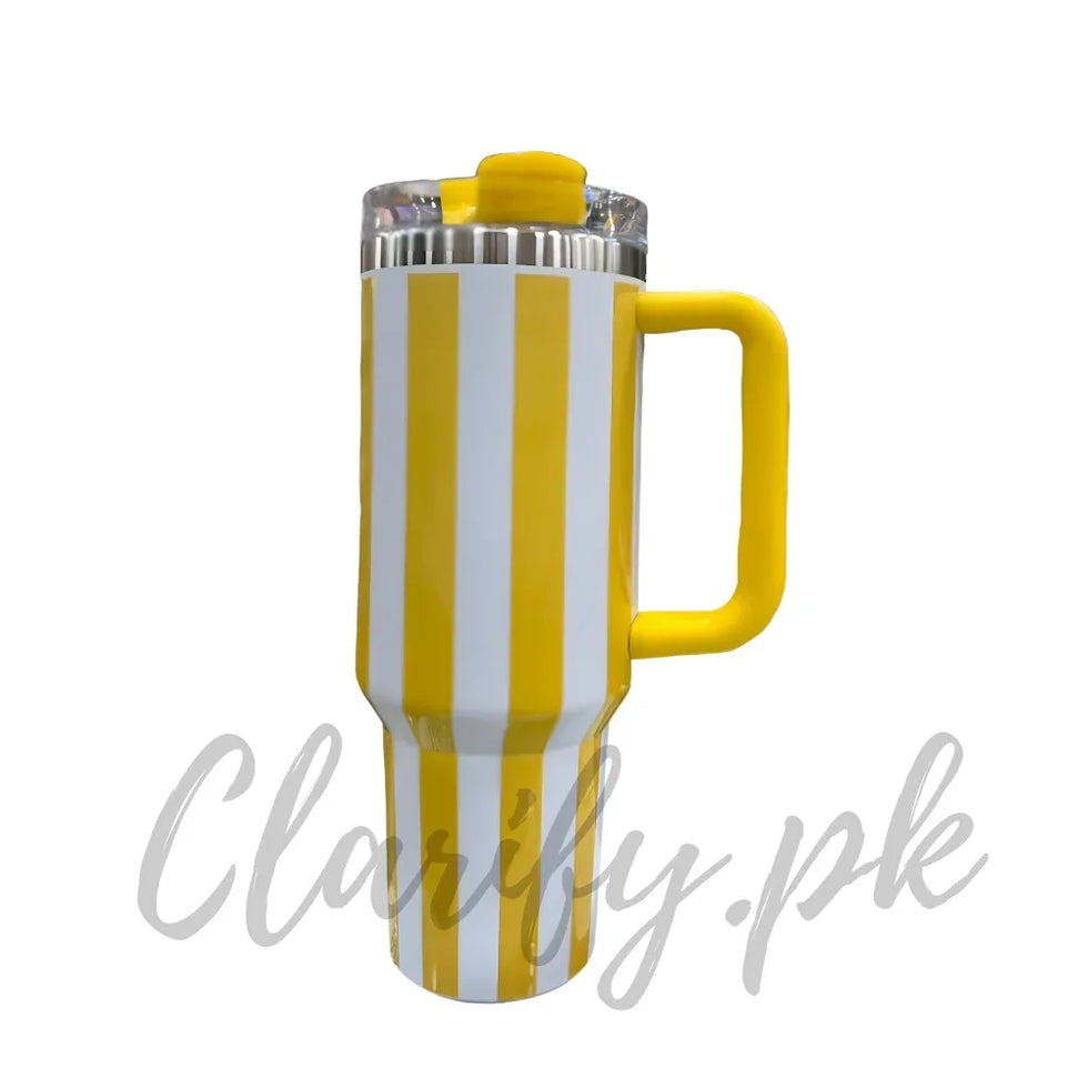 Premium Yellow Stripe 40oz Tumbler – 1200ml Water Bottle - Clarify.pk