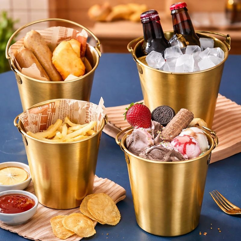 Mini Gold Serving Bucket - Luxury Snack & Ice Pail