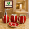 Luxury 4Pcs Red & White Bath Set – Modern Bathroom Décor - Clarify.pk
