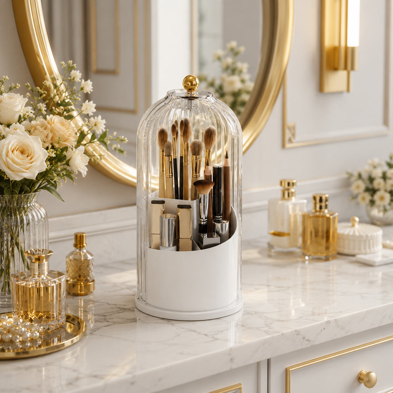 Acrylic Makeup Brush Organizer – Stylish Holder for Beauty Tools
