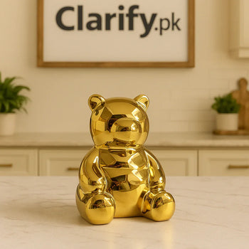 Golden Ceramic Bear Decoration – Luxury Home Décor Ornament (Medium) - Clarify.pk
