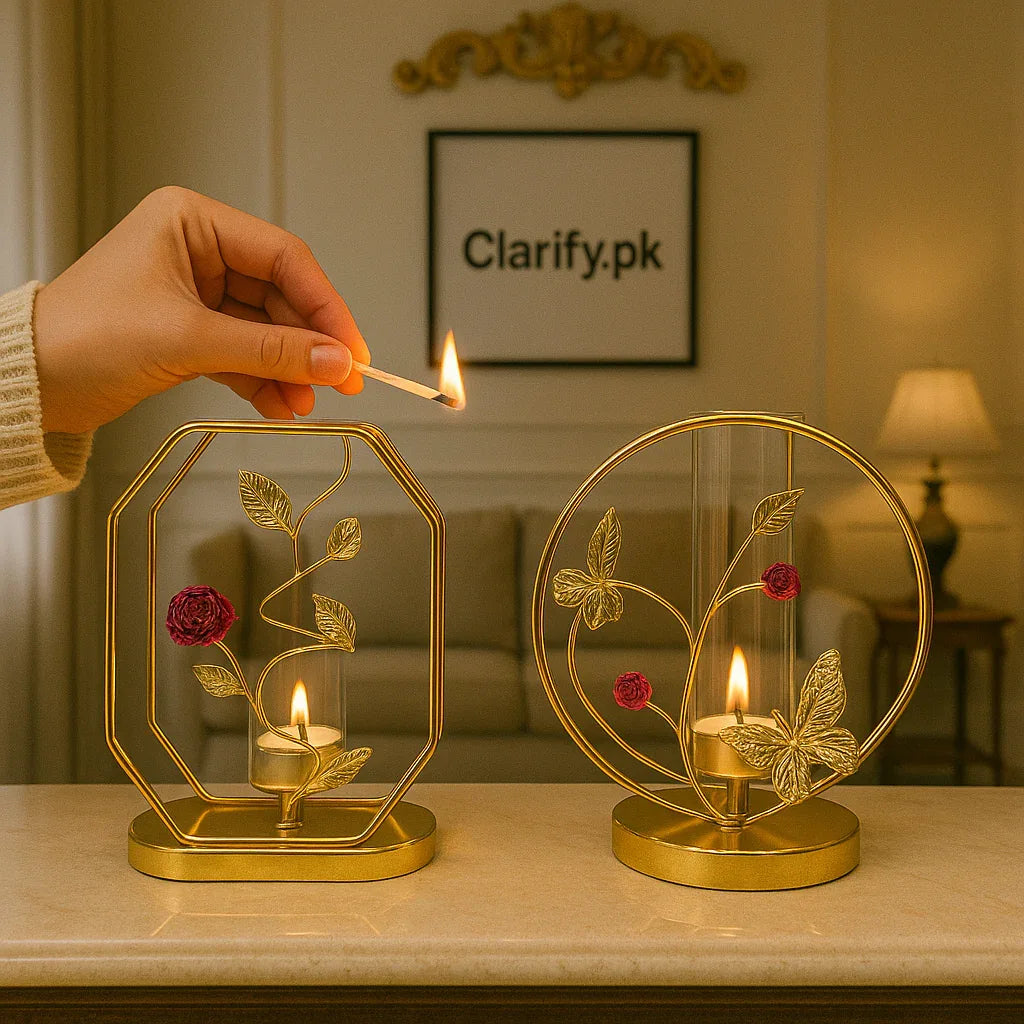 Metal Golden Candle Stand – Elegant Home Décor - Clarify.pk