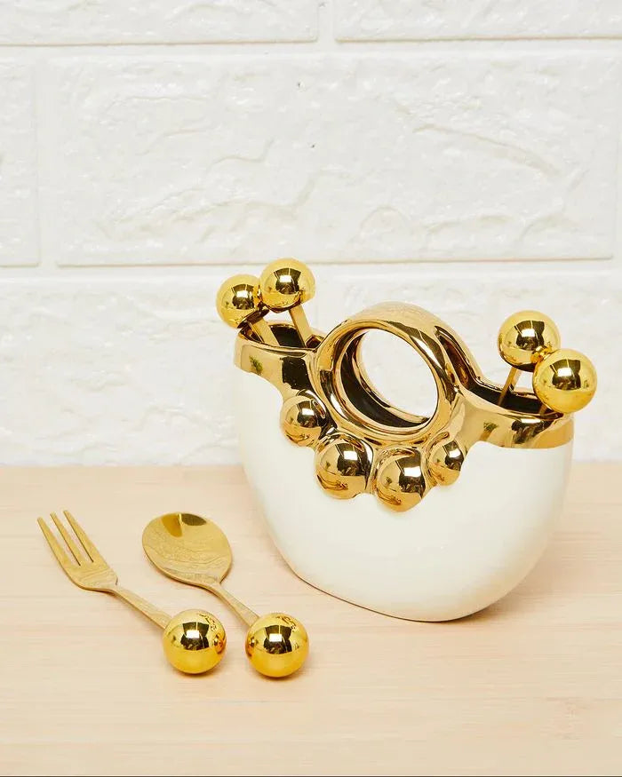 Golden Ceramic 6pcs Fork Set – Luxury Dining Cutlery - Clarify.pk