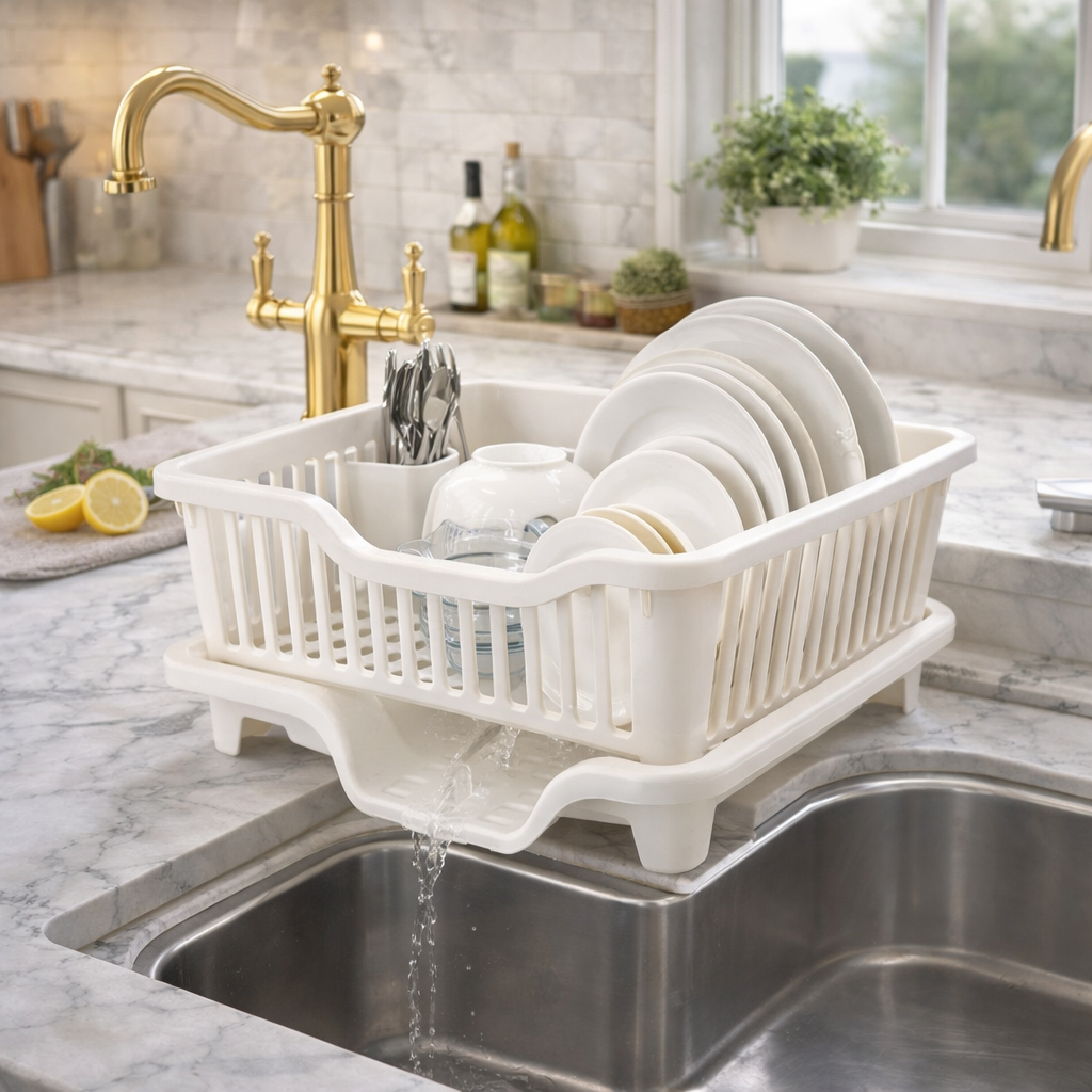 Dish Drying Rack – Integrated Drainage Kitchen Organizer RT