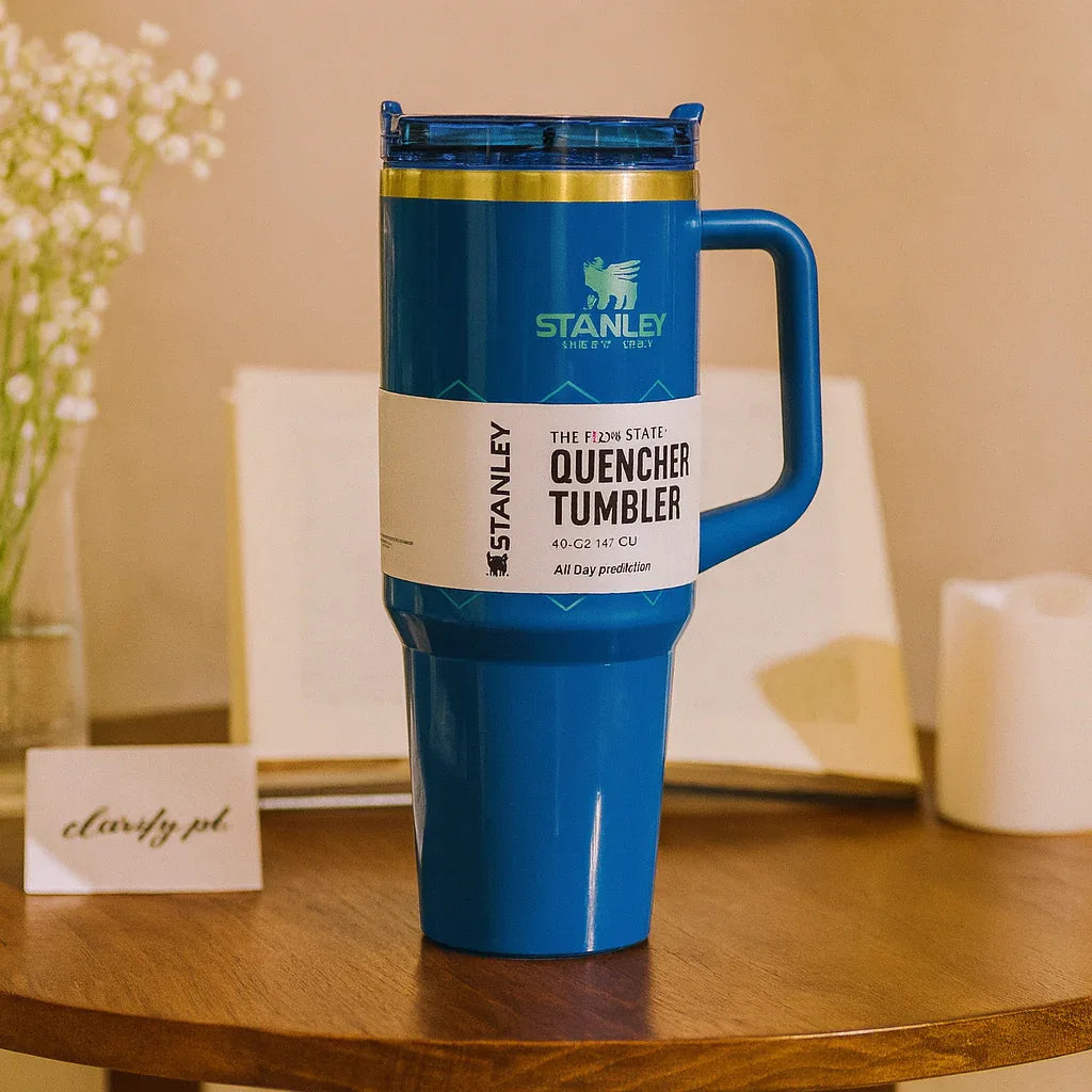 40oz Glossy Stainless Steel Tumbler – 1200ml Stanley Style Drinkware - Clarify.pk