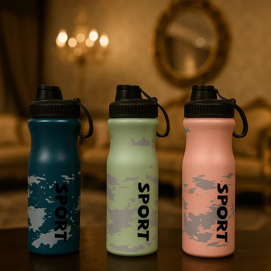 Premium Reusable Sports Flask – Modern Print Design (Random Color) - Clarify.pk