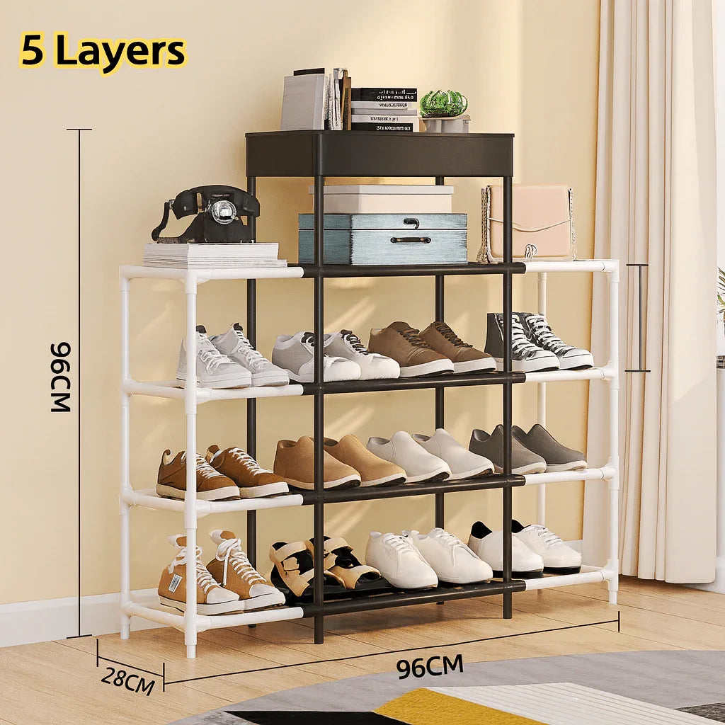 5-Layer Double Row Shoe Rack – Large Capacity Storage Organizer - Clarify.pk