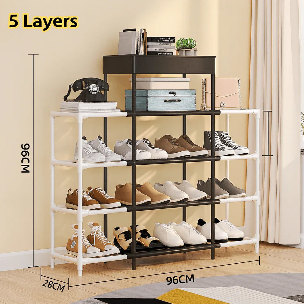 5-Layer Double Row Shoe Rack – Large Capacity Storage Organizer - Clarify.pk